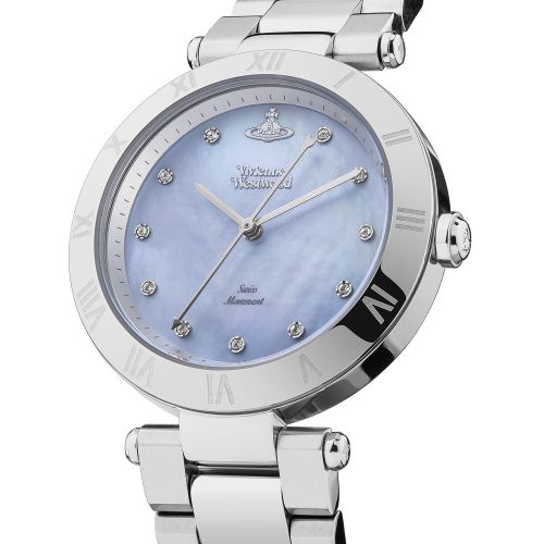 Womens Silver/Blue Mother of Pearl Montagu Bracelet Watch 44357 by Vivienne Westwood from Hurleys
