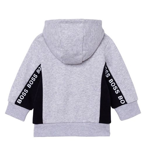 Toddler Grey Marl Logo Tape Hooded Zip Through Sweat Top 95997 by BOSS from Hurleys