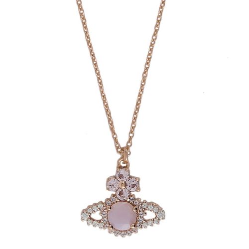 Womens Pink Gold/Pink Opal Valentina Orb Pendant Necklace 86127 by Vivienne Westwood from Hurleys