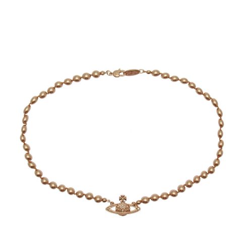 Womens Light Peach/Pearl Mini Bas Relief Choker 77040 by Vivienne Westwood from Hurleys