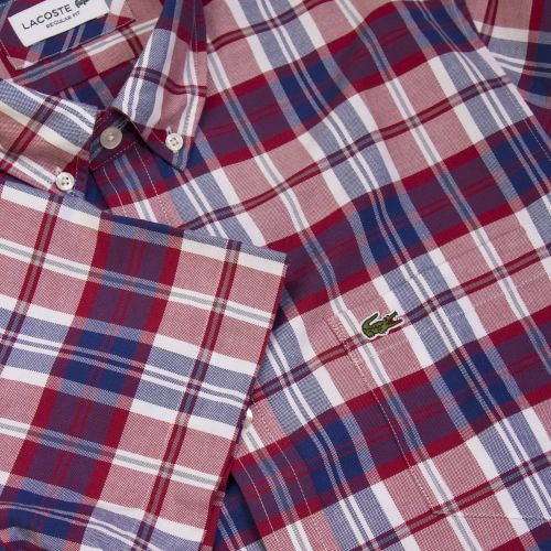 Mens Red & Blue Multi Check S/s Shirt 23256 by Lacoste from Hurleys