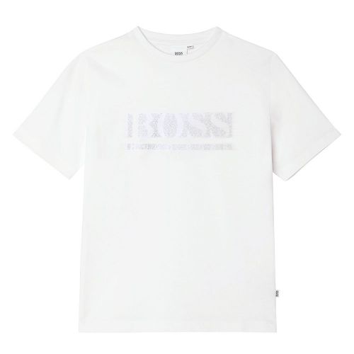 Boys White Gold Pixel S/s T Shirt 91349 by BOSS from Hurleys