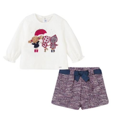 Infant Raspberry Tweed Shorts & T Shirt Set 96810 by Mayoral from Hurleys
