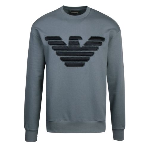 Mens Pale Green Embroidered Eagle Crew Sweat Top 55532 by Emporio Armani from Hurleys