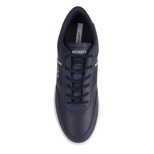 Mens Navy/White Court-Master Leather Trainers 45775 by Lacoste from Hurleys