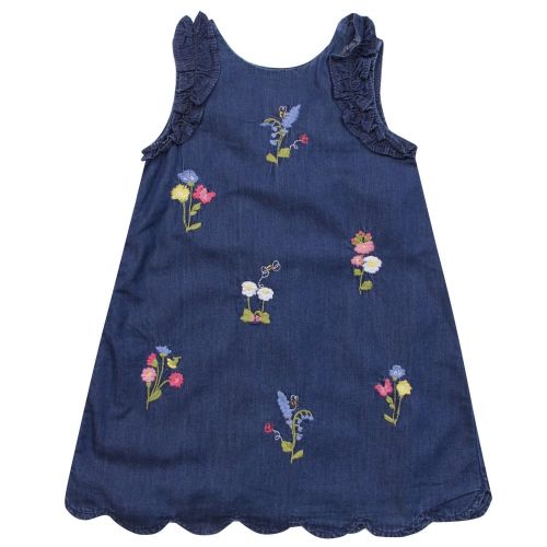 Girls Blue Embroidered Denim Dress 22604 by Mayoral from Hurleys