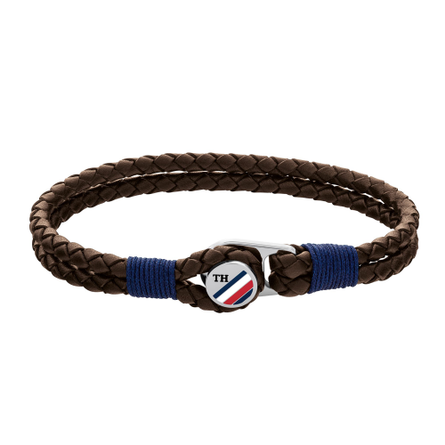 Mens Brown Button Leather Bracelet 79919 by Tommy Hilfiger from Hurleys