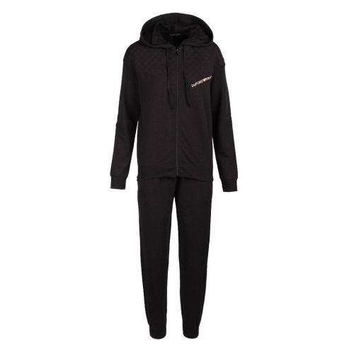 Womens Black Quilted Terry Hooded Tracksuit 95251 by Emporio Armani Bodywear from Hurleys