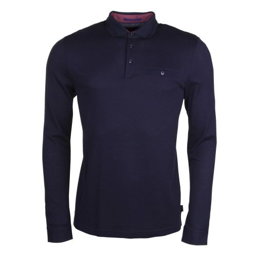 Mens Navy Scooby Textured L/s Polo Shirt 23657 by Ted Baker from Hurleys