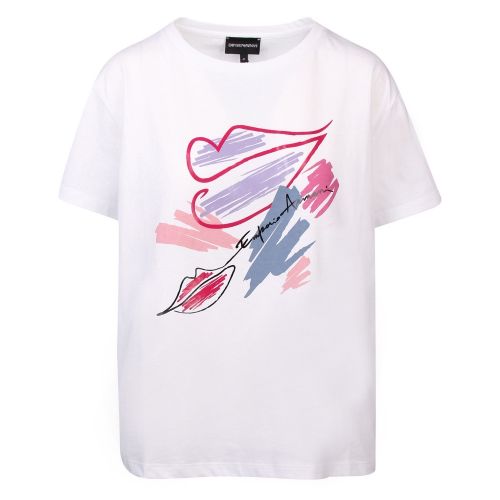 Womens White Painted Lips S/s T Shirt 47998 by Emporio Armani from Hurleys