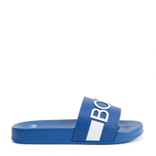 Boys Electric Blue Branded Logo Slides (30-41) 104143 by BOSS from Hurleys