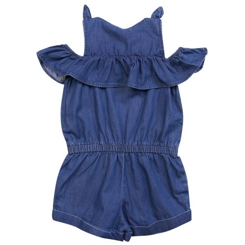 Girls Blue Embroidered Denim Playsuit 22612 by Mayoral from Hurleys