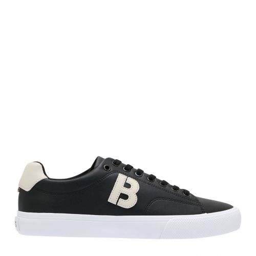 Mens Black Aiden-Tenn Leather Trainers 107772 by BOSS from Hurleys