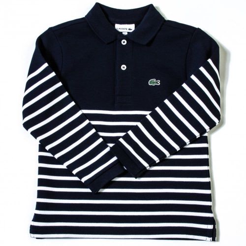 Boys Navy & White Striped L/s Polo Shirt 18993 by Lacoste from Hurleys