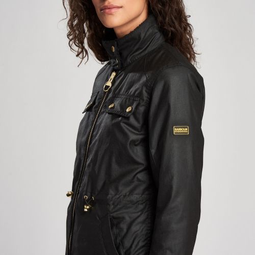Womens Black Trial Waxed Jacket 51310 by Barbour International from Hurleys