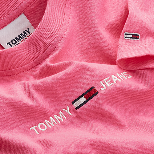 Womens Botanical Pink Linear Logo Boxy S/s T Shirt 90269 by Tommy Jeans from Hurleys