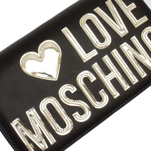Womens Black Gold Metallic Logo Crossbody Bag 57889 by Love Moschino from Hurleys