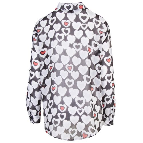 Womens Black/White Chiffon Hearts Blouse 37123 by Emporio Armani from Hurleys