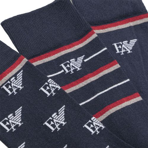 Mens Navy/White Mixed 3 Pack Sock Gift Set 97869 by Emporio Armani Bodywear from Hurleys