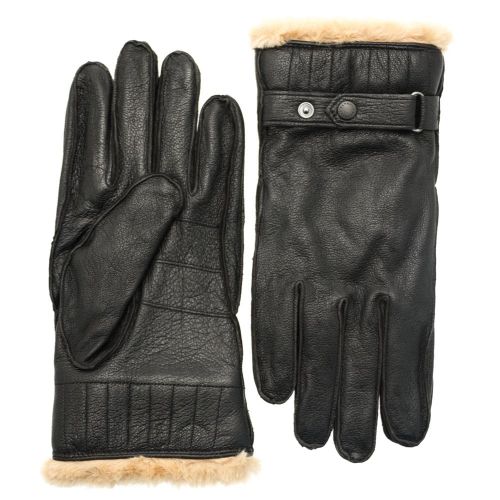 Mens Black Leather Utility Gloves 64826 by Barbour from Hurleys