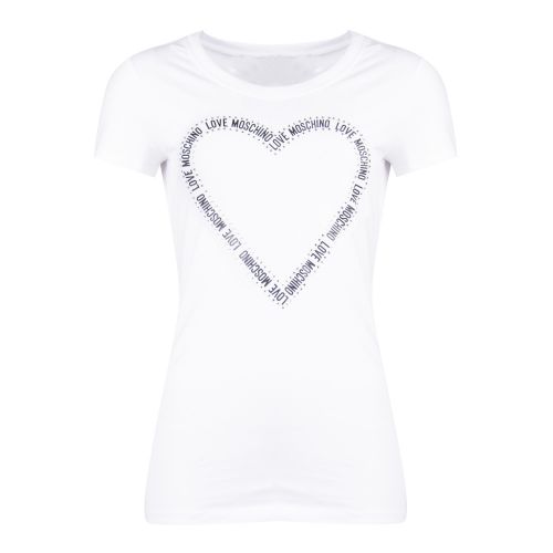 Womens Optical White Logo Heart Slim S/s T Shirt 31611 by Love Moschino from Hurleys