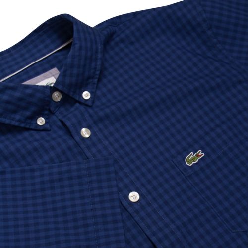 Mens Navy Gingham Regular Fit S/s Shirt 23262 by Lacoste from Hurleys