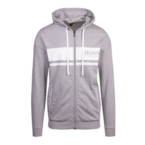 Mens Light Grey Authentic Hooded Zip Through Sweat Jacket 74397 by BOSS from Hurleys