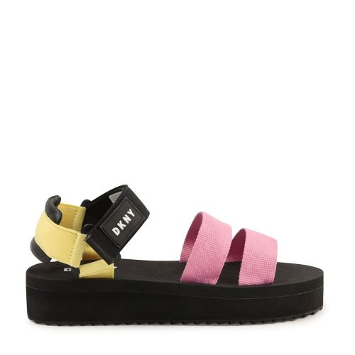 Girls Black/Pink Colour Flatform Sandals (30-37) 86117 by DKNY from Hurleys