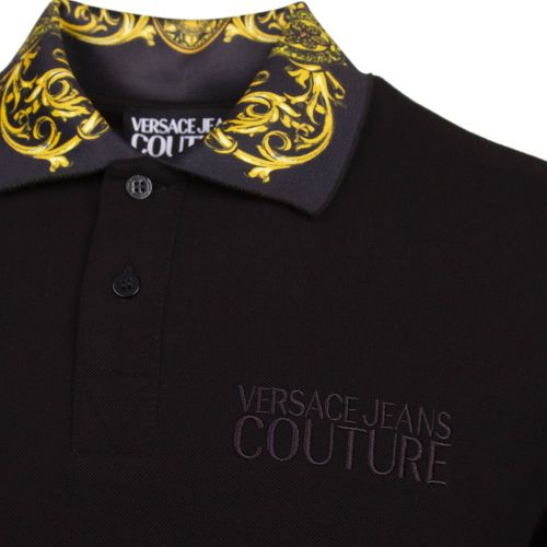 Mens Black Baroque Collar L/s Polo Shirt 90335 by Versace Jeans Couture from Hurleys
