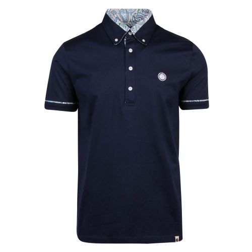 Mens Navy Paisley Trim S/s Polo Shirt 57538 by Pretty Green from Hurleys