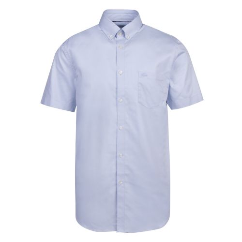 Mens Blue/Lagoon Stretch Poplin Regular Fit S/s Shirt 59286 by Lacoste from Hurleys