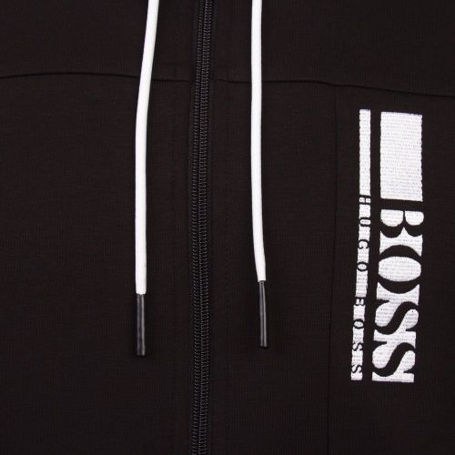 Athleisure Mens Black Saggy 1 Hooded Zip Through Sweat Top 88922 by BOSS from Hurleys
