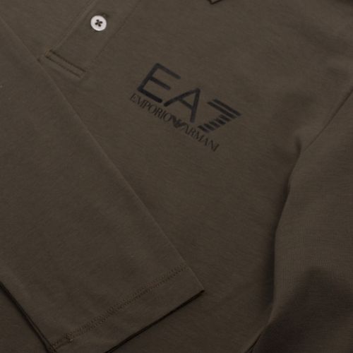 Mens Khaki Train Core ID Stretch L/s Polo Shirt 30587 by EA7 from Hurleys