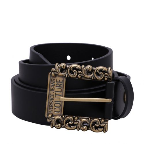 Mens Black/Gold Garland Buckle Leather Belt 104779 by Versace Jeans Couture from Hurleys