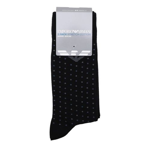 Mens Black Spot + Plain 2 Pack Socks 98598 by Emporio Armani from Hurleys