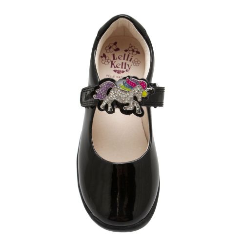 Girls Black Patent Blossom 2 Loop Unicorn F Fit Shoes (25-35) 74689 by Lelli Kelly from Hurleys