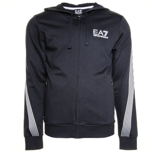Mens Navy Training Core Identity 7 Lines Zip Hooded Sweat 66376 by EA7 from Hurleys