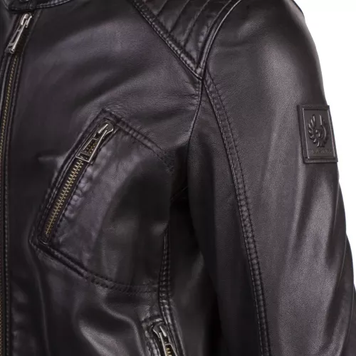 Mens Black V Racer 2.0 Leather Jacket 78663 by Belstaff from Hurleys