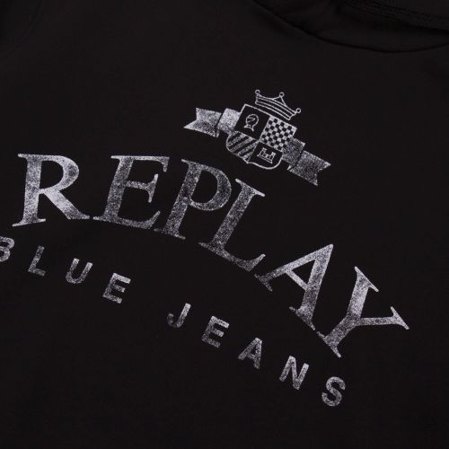 Mens Off Black Branded Hooded Sweat Top 78845 by Replay from Hurleys
