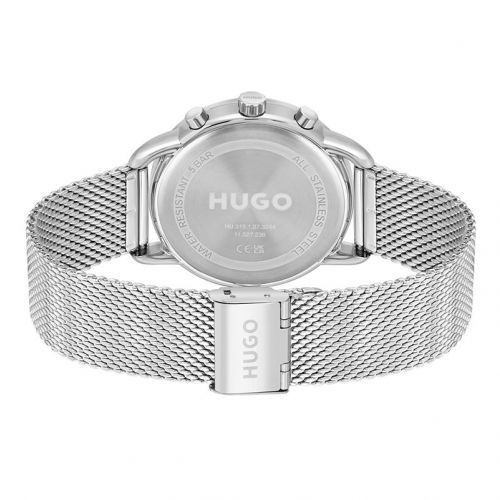 Mens Silver/Black Advise Mesh Bracelet Watch 104365 by HUGO from Hurleys