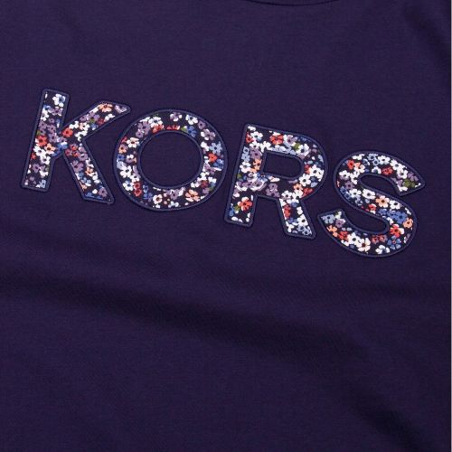 Womens True Navy Kors Floral Logo S/s T Shirt 58668 by Michael Kors from Hurleys