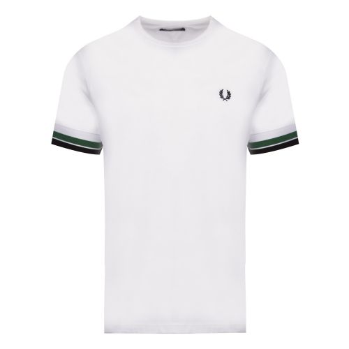 Mens White Bold Tipped Cuff S/s T Shirt 47660 by Fred Perry from Hurleys