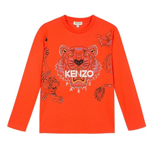 Junior Orange Tiger Japanese L/s T Shirt 45871 by Kenzo from Hurleys