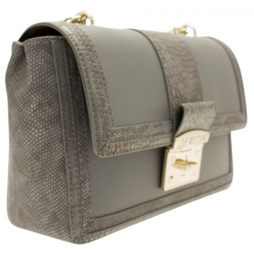 Womens Grey Croc Trim Shoulder Bag 15671 by Love Moschino from Hurleys