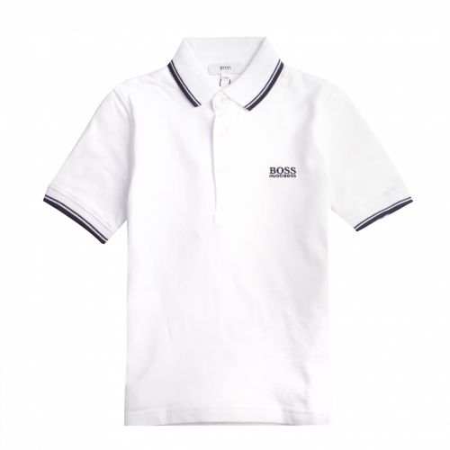 Boys White Tipped S/s Polo Shirt 7489 by BOSS from Hurleys