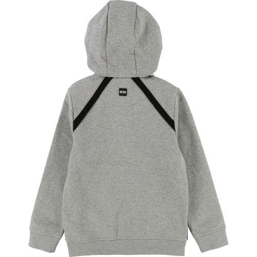 Boys Grey Panel Hooded Zip Through Sweat Top 28425 by BOSS from Hurleys