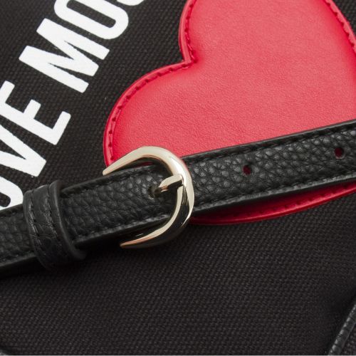 Womens Black Heart Canvas Crossbody Bag 41343 by Love Moschino from Hurleys
