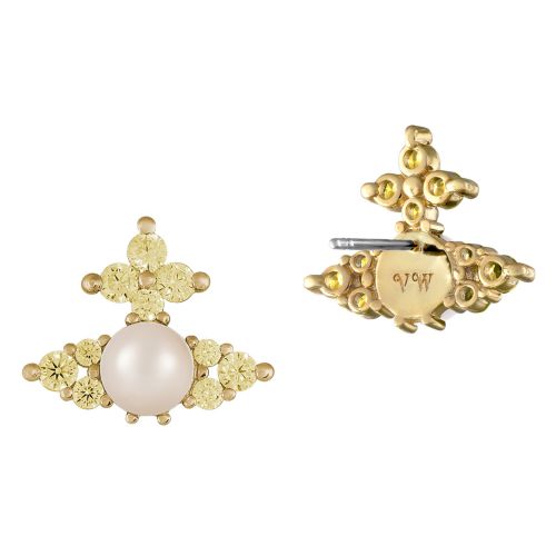 Vivienne Westwood Earrings Womens Gold/Jonquil CZ/Pearl Feodora Earrings