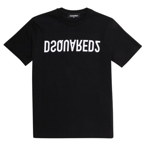 Boys Black Mirror Logo Relax Fit S/s T Shirt 108493 by Dsquared2 from Hurleys