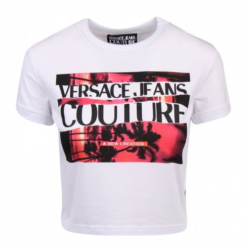 Womens White Ripped Logo Short S/s T Shirt 55197 by Versace Jeans Couture from Hurleys